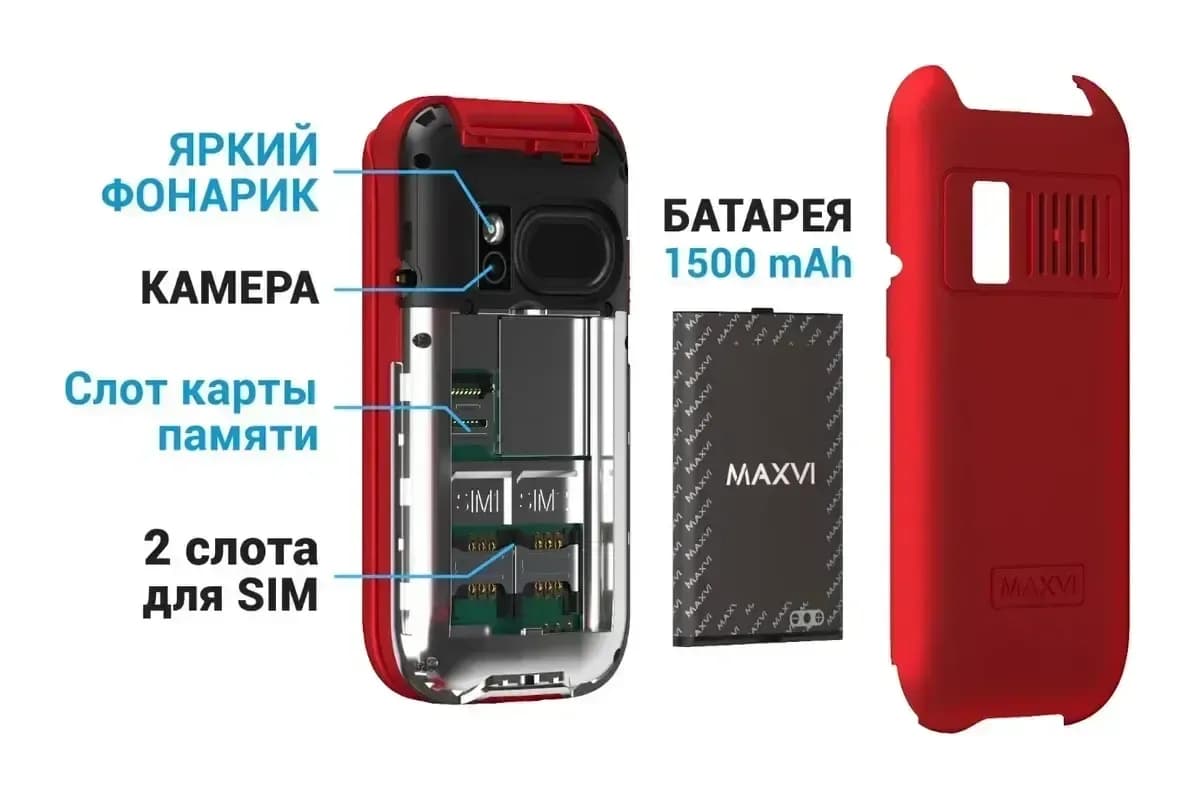 Мобильный телефон Maxvi E 5 up (красный)