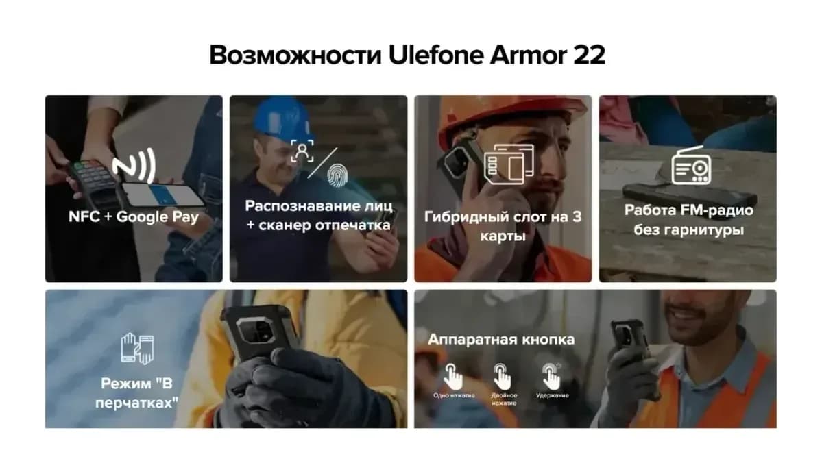 Смартфон Ulefone Armor 22 8GB/256GB (черный)