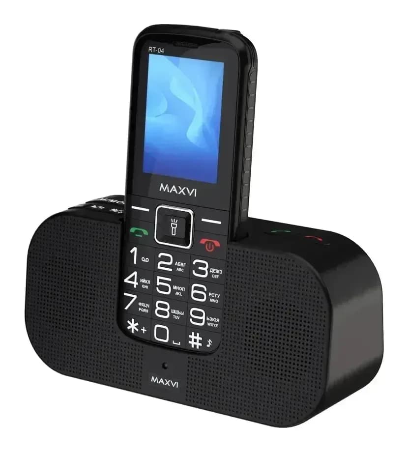 Мобильный телефон Maxvi RT-04 с док-станцией (черный)
