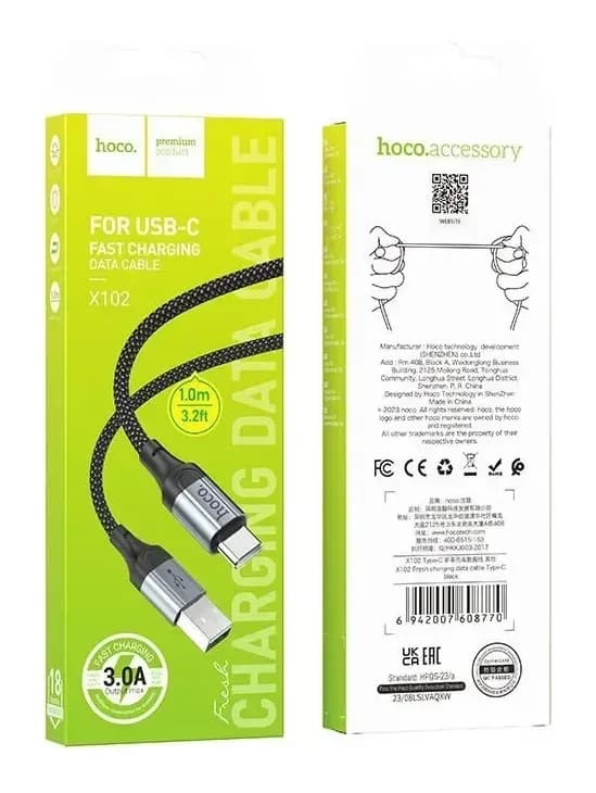 Зарядный кабель Hoco X102 Type-C (1м, черный)