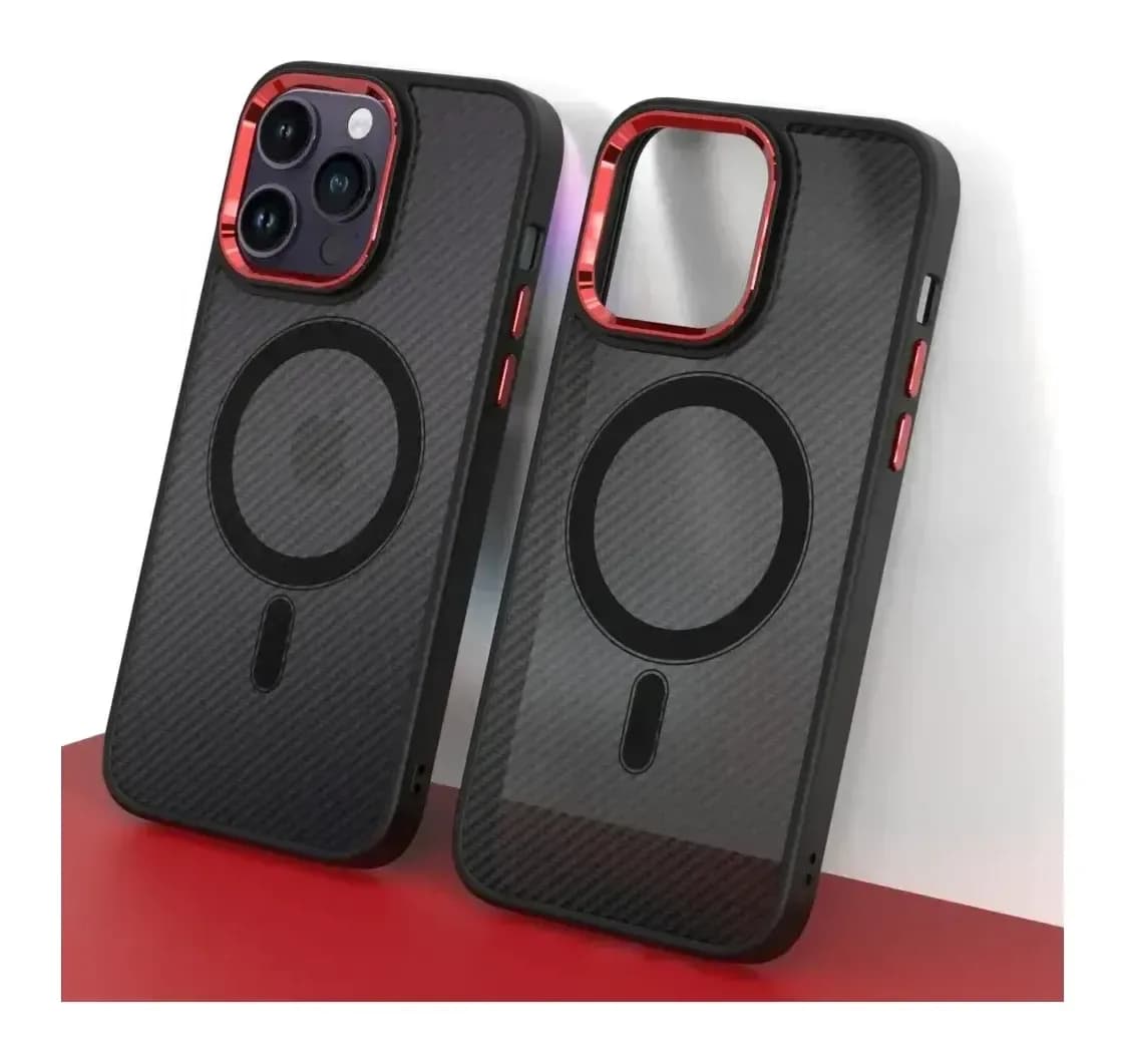 Чехол-накладка Bingo Metal Magnetic Carbon для Apple iPhone 15 (красный)