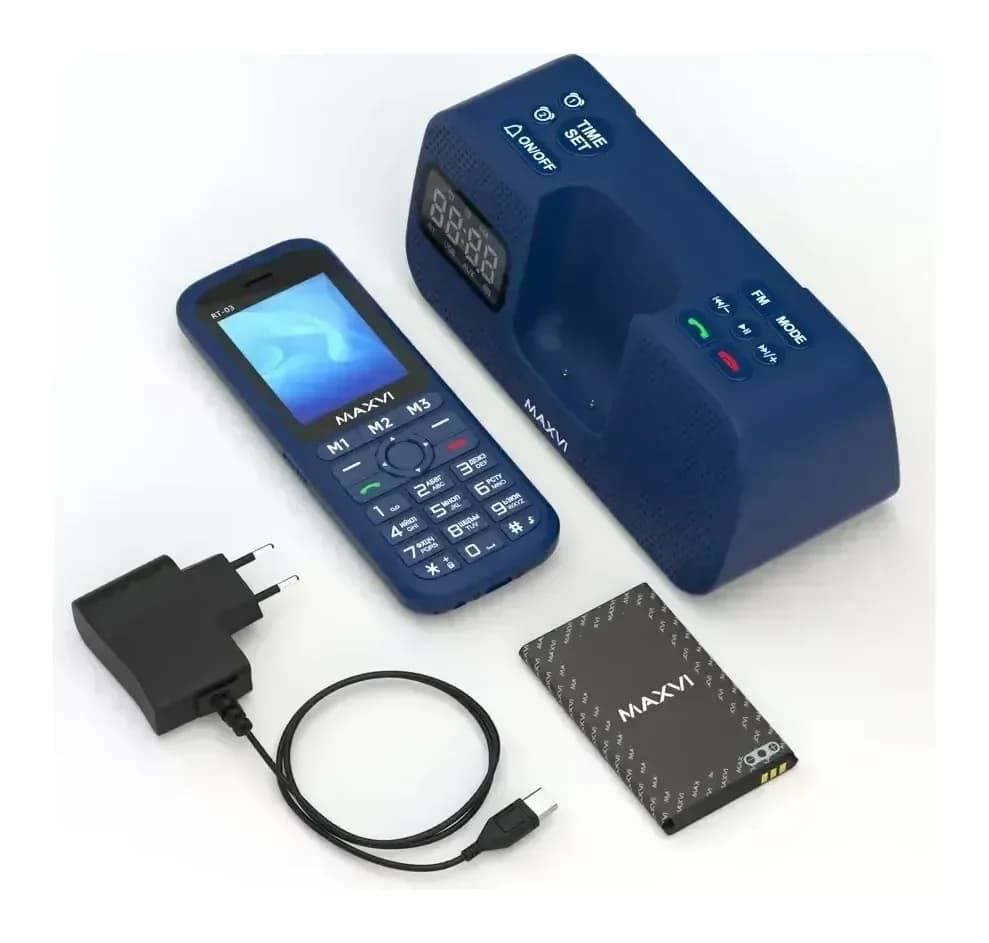 Мобильный телефон Maxvi RT-03 с док-станцией (синий)