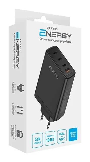 Адаптер питания сетевой Qumo Energy Charger GaN / Q49543 (черный)