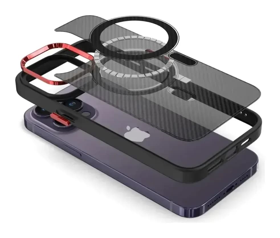Чехол-накладка Bingo Metal Magnetic Carbon для Apple iPhone 15 (красный)