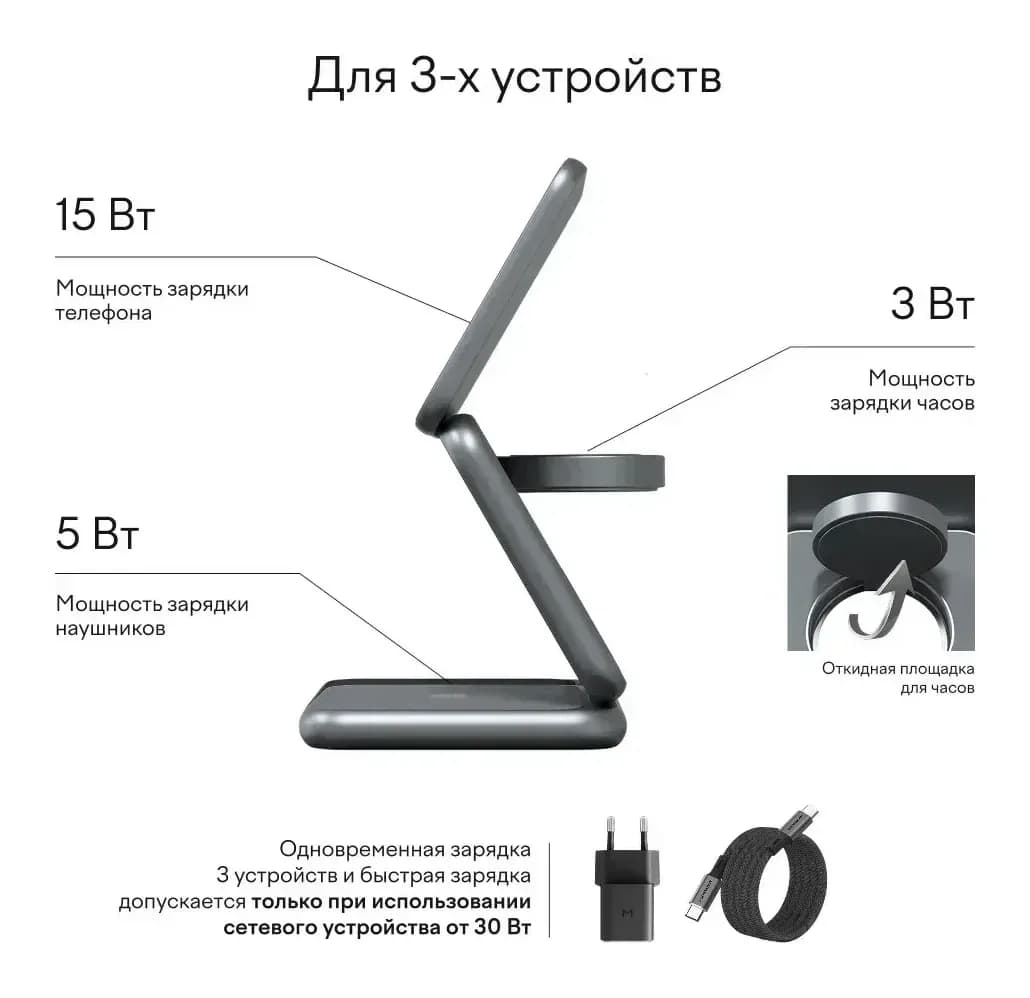 Зарядное устройство беспроводное Magssory Fold Pro WCH063 (полуночный)