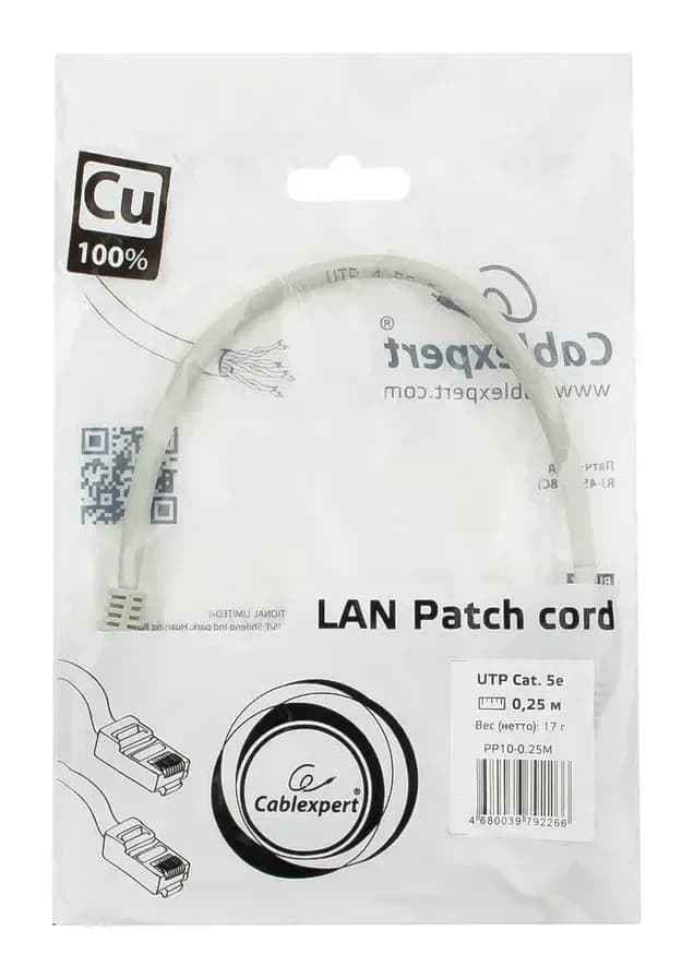 Кабель Gembird/Cablexpert PP10-0.25M (0.25м, серый)