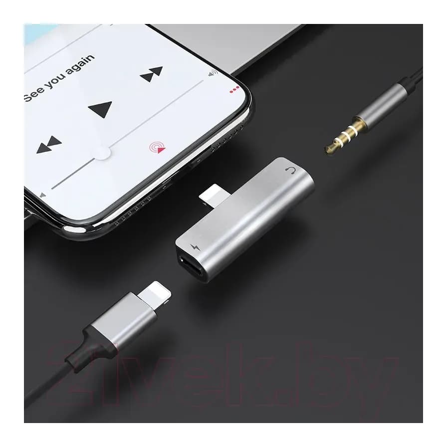 Адаптер Hoco LS25 Lightning (серебристый)