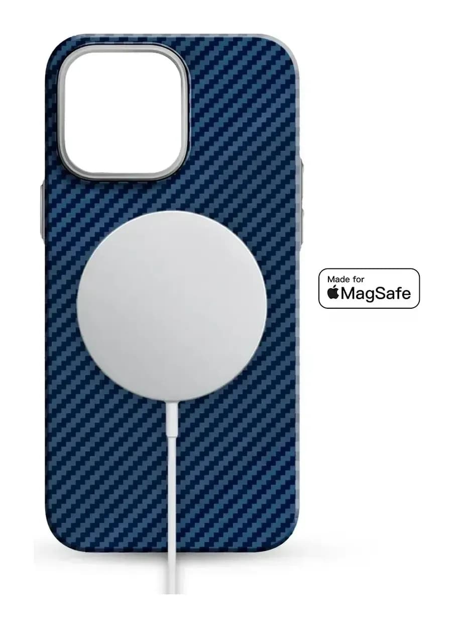 Чехол-накладка Luxo Карбоновые полосы J164 для iPhone 15 Pro Max (синий)