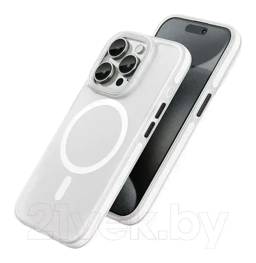 Чехол-накладка Hoco AS2 для iPhone 15 Pro Max магнитный противоударный (белый)